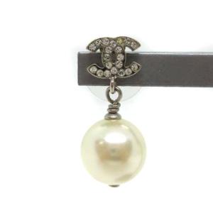 CHANEL 11A パールピアス ココマーク ラインストーン  ホワイト シルバー