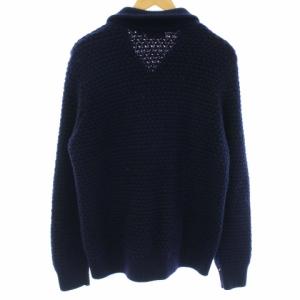 LACOSTE ニットジャケット アウター ジップアップ ロゴワッペン ウール L 紺 ネイビー