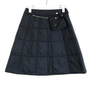 フレアスカート キルティング ミニ チェーン 38 M 黒 ブラック