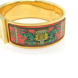 HERMES エマイユGM 七宝焼き ブレスレット 象 ゴールド ピンク