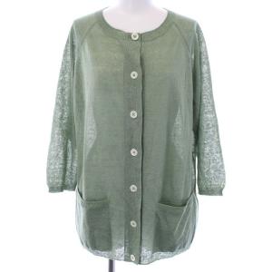 21SS リネンニットカーディガン F ライトグリーン