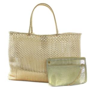 トートバッグ イントレッチオ ミニポーチ付き ゴールド