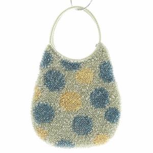 ワイヤーバッグ ハンドバッグ ドット柄 シルバー イエロー ブルー
