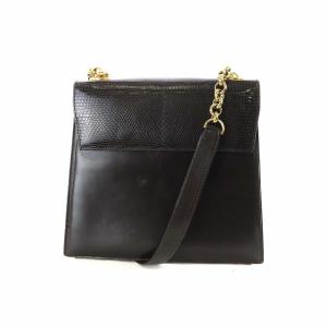 ショルダーバッグ 型押し レザー チェーン 茶 