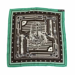 HERMES メゾン・デ・カレ コーチング カレ55  カシミヤ グリーン 茶