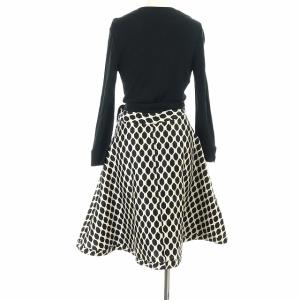 DIANE von FURSTENBERG ラップワンピース 七分袖 ロング プリント切替 XS ブラック