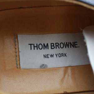 THOM BROWNE ドレスシューズ スリッポン ローファー ウイングチップ レザー 8 26cm 黒 ブラック 白 ホワイト