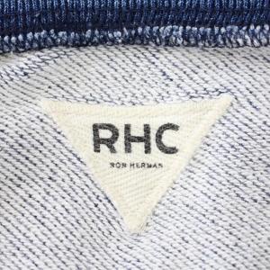 Ron Herman RHC スウェット トレーナー 長袖 デニム切替 プルオーバー インディゴ S 白 ホワイト 青 ブルー