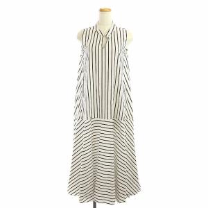 20SS コットンショコラストライプノースリーブワンピース 36 M ブラウン