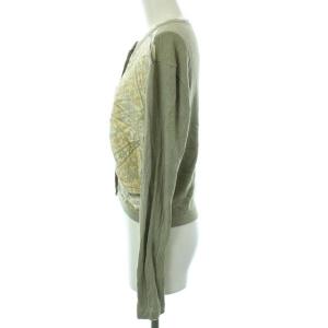 ETRO シルク総柄切替ニットカーディガン 44 カーキ