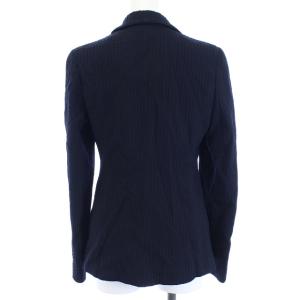 EMPORIO ARMANI スーツ セットアップ 上下 テーラードジャケット シングル パンツ スラックス ストライプ ウール 38 M 黒 ブラック