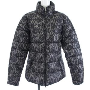 AJ ジャケット 中綿 ジップアップ レースデザイン 花柄 8 L シルバー 黒 ブラック