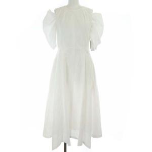21SS 2way スリーブワンピース フレア ロング 半袖 36 S ホワイト