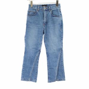 21SS ブーツカットデニムパンツ ジーンズ クロップド スリット 34 XS インディゴブルー