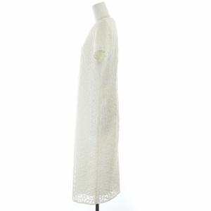 Leilian 総レースロングワンピース 半袖 刺繍 総柄 7 S 白 ホワイト