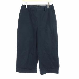 チノパン ワイドパンツ ロールアップ クロップド ハイウエスト コットン 3 ネイビー