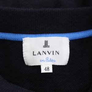 LANVIN en Bleu 19SS フェイクレイヤードスウェット トレーナー プルオーバー 長袖 ドッキング 切替 ストライプ 48 M 紺 ネイビー