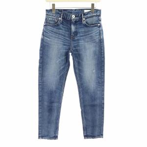 THE STELLA ステラ ストレッチスリムテーパードデニムパンツ ジーンズ クロップド ダメージ加工 W24 インディゴ