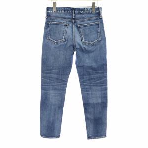 upper hights THE STELLA ステラ ストレッチスリムテーパードデニムパンツ ジーンズ クロップド ダメージ加工 W24 インディゴ