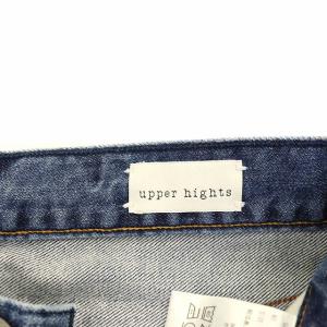 upper hights THE STELLA ステラ ストレッチスリムテーパードデニムパンツ ジーンズ クロップド ダメージ加工 W24 インディゴ