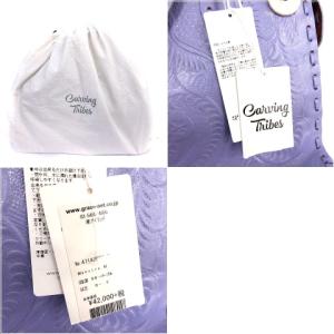 CARVING TRIBES Maestra ハンドバッグ カービング レザー 花柄 牛革 紫 パープル