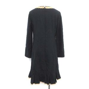M'S GRACY ウールひざ丈リボンワンピース 38 ネイビー