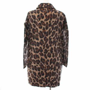 MACKINTOSH ゴム引きコート ステンカラーコート アウター ロング レオパード柄 ヒョウ柄 36 S 茶 ブラウン 黒 ブラック