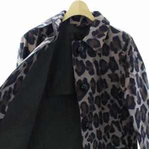 MACKINTOSH ゴム引きコート ステンカラーコート アウター ロング レオパード柄 ヒョウ柄 36 S 茶 ブラウン 黒 ブラック