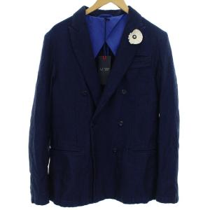 テーラードジャケット 背抜き ダブル コットン 50 L 紺 ネイビー