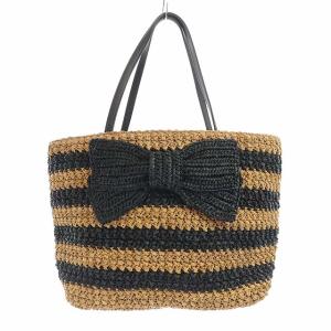 ボーダーリボントートバッグ ブラウン