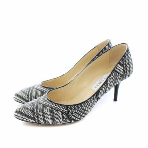 パンプス アーモンドトゥ ハイヒール エナメル 24.5cm 白黒