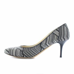 JIMMY CHOO パンプス アーモンドトゥ ハイヒール エナメル 24.5cm 白黒