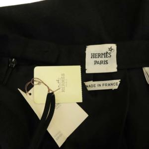 HERMES カシミヤ シルク プリーツスカート 38 グレー
