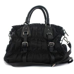 PRADA ギャザー ナッパゴーフル 2WAYバッグ ナイロン ブラック