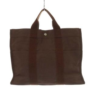 HERMES エールライン PM キャンバストートバッグ ブラウン