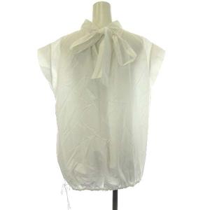 Drawer ハイネック シャツ ブラウス バックリボン フレンチスリーブ 36 S ホワイト