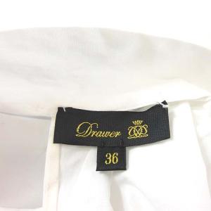 Drawer ハイネック シャツ ブラウス バックリボン フレンチスリーブ 36 S ホワイト