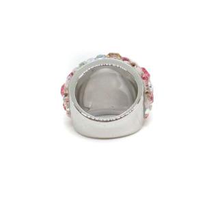 SWAROVSKI ボリュームリング クリスタル 10号 クリア ピンク シルバー色
