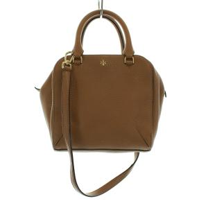 ロゴレザーショルダーバッグ ブラウン