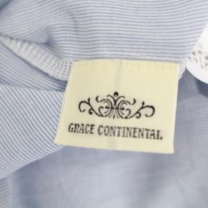 GRACE CONTINENTAL ブラウス シャツ 長袖 ストライプ 刺繍 36 S ライトブルー 黄色 イエロー タグ付き