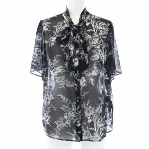 20AW フローラルボウタイブラウス 38 ブラック