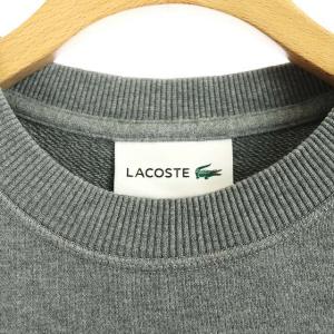 LACOSTE プリント クルーネック スウェット トレーナー 長袖 ロゴ XS グレー