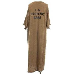 HYSTERIC GLAMOUR HYS LOVER ワンピース ロング プリント 半袖 コットン F ブラウン