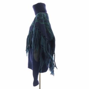 sacai 19AW フローラルジャガードニット フリンジ エルボーパッチ 1 ネイビー