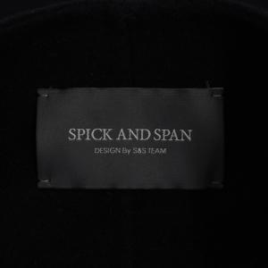Spick&Span Wフェイススタンドノーカラーコート ロング ウール 38 M 紺 ネイビー