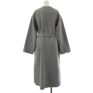 Spick&Span 19AW ビーバーフォールドラペルコート ロング ノーカラー ウール 36 S グレー