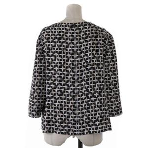 Leilian ブラウス シャツ 総柄 七分袖 13 XL 茶色 ブラウン