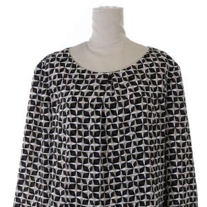 Leilian ブラウス シャツ 総柄 七分袖 13 XL 茶色 ブラウン