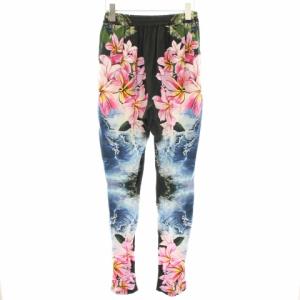 STELLA McCARTNEY パンツ イージー 花柄 シルク 36 ブラック ピンク