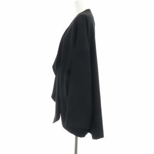 ENFOLD 19AW ダブルサテンドレープ ノーカラージャケット M 黒